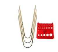 addi CrasyTrio Lot de 3 tongs en bambou avec cordon doré (version européenne), calibre d'aiguille rouge 24 cm Taille US 3 (3,25 mm)