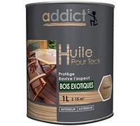 ADDICT 3661521137902 solvanté Semi-Siccative d'aspect satiné pour Entretien et ravivage Exotiques Non Vernis Huile pour Teck ravive Les Bois ternis par Les UV et Les imperméabilise. Peinture, INCOLORE