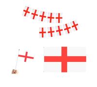 ADDICTD Lot de drapeaux de l'Angleterre pour décoration de la Saint-Georges - Drapeaux anglais sur bâtons, grand drapeau de l'Angleterre et fanions pour six nations, rugby, coupe du monde, football