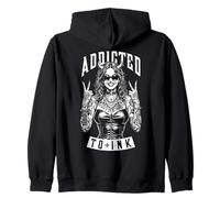 Addicted To Ink Tattoo Lover Funny Tatoué Devil Woman Sweat à Capuche