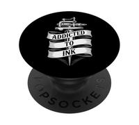 Addicted to Ink Tattoo Lover Machine à tatouer Vintage Cool PopSockets PopGrip Adhésif