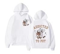Addicted to Pot Coffee Lovers Motif Sweat à Capuche Automne-Hiver Sweat-Shirt Humoristique Pull-Over pour Homme et Femme