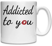 Addicted to You Mug en céramique Motif cœur Blanc