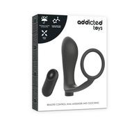 Addicted toys penis ring avec remote control anal plug noir rechargeable LOVETOY