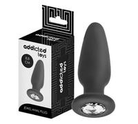 Addicted Toys Plug Anal Bijou, Silicone Médical, Taille S, 8,8 cm x 3,8 cm, Base Décorative, Noir