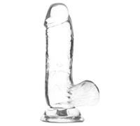 Addiction Crystal - gode transparent ventousé avec testicules - 15cm