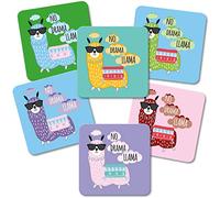 ADDIES Lot de 6 Dessous-de-Verre Coffret Cadeau NO Drama Llama avec boîte Cadeau Transparente et Dos en liège - Motif 01