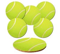 'ADDIES Verre Set de 6 dessous de pièces "Tennis présentée dans un coffret cadeau transparente et dos en liège rond 6 magnifiques motifs Balles de Sport Imprimé Haut