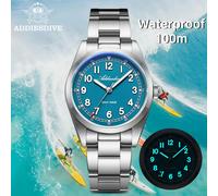 ADDIESDIVE 2026 Nouvelle montre à quartz de luxe pour homme, résistance à l'eau 100m, verre saphir, mouvement japonais, luminescence bleue BGW9, AD2521 Bleu