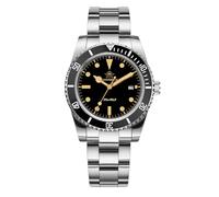 ADDIESDIVE AD2072 Montre analogique pour Hommes, Montre de plongée à Quartz, Lunette en céramique, Bracelet en Acier Inoxydable, 39 mm, étanche à 200 mètres, Ad2072 - Noir, Style Vintage