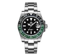 ADDIESDIVE Montre Analogique Automatique pour Homme Montre de plongée Lumineux 20 Bars étanche Bracelet en Acier Inoxydable H3 Cadran Noir Lunette Noire et Verte