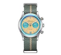Addiesdive Montre chronographe pour homme 38 mm avec quartz japonais VK64 - Style militaire vintage - Bracelet en nylon - Étanche jusqu'à 100 m - Jaune