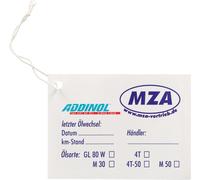 Addinol - Autocollant de changement d'huile MZA pour cyclomoteur / moto, très élastique, bon à fixer aux courbes