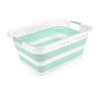 Addis 517934 Panier à Linge rectangulaire Pliable Blanc & Aqua Haze, 45 l