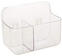 Addis Invisifix 517873 Porte-Brosse à Dents 2 Compartiments Translucide 9,5 x 14 x 18 cm