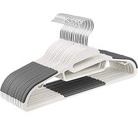 Addis Lot de 20 cintres antidérapants en Plastique de 42 cm, Forte capacité Durable, pour Tous Les vêtements, Manteaux, Chemises, Costumes, Vestes, Pantalons, Blanc et Gris