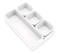 Addis Lot de 8 bacs de rangement emboîtables en plastique pour cuisine, bureau, maquillage, vêtements, bijoux, salle de bain, blanc