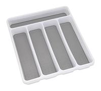 Addis Organiseur de tiroir de cuisine 5 compartiments doux au toucher, blanc et gris, 5 sections