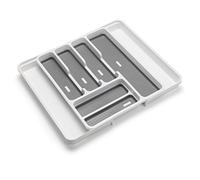 Addis Organiseur de tiroir extensible avec 6 à 8 compartiments Blanc/gris 34-58,5 x 41,5 x 5 cm