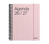 ADDITIO Agenda scolaire universel 2026-27 - 12,5 x 17 cm - 12,5 x 17 cm - Porte-stylos - Adhésifs - Espagnol et rose