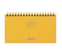 ADDITIO Mes Vista Planificateur mensuel compact 21 x 10 cm 48 pages avec calendrier et notes Double spirale Papier Munken 100 g Organiseur de bureau Ocre catalan