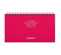ADDITIO Mes Vista Planificateur mensuel compact 21 x 10 cm 48 pages avec calendrier et notes Double spirale Papier Munken 100 g Rouge espagnol