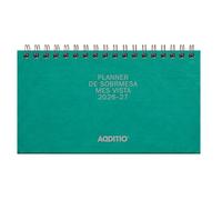 ADDITIO Mes Vista Planificateur mensuel compact 21 x 10 cm 48 pages avec calendrier et notes Double spirale Papier Munken 100 g Org de bureau Vert espagnol