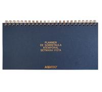 ADDITIO Planner de bureau semainier Vue intemporelle 21 x 10 cm 108 pages avec notes Double spirale Papier Munken 100 g Organiseur de bureau Bleu catalan