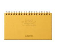 ADDITIO Planner de bureau semainier Vue intemporelle 21 x 10 cm 108 pages avec notes Double spirale Papier Munken 100 g Organiseur de bureau Ocre Catalan
