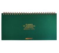 ADDITIO Planner de bureau semainier Vue intemporelle 21 x 10 cm 108 pages avec notes Double spirale Papier Munken 100 g Organiseur de bureau Vert espagnol