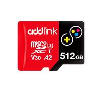 addlink Superior Gaming Carte mémoire MicroSDXC 512 Go avec adaptateur UHS-I, C10, U3, V30, A2, vidéo 4K, jusqu'à 100 Mo/s, pour Nintendo-Switch, Steam Deck, ROG Ally, smartphones, tablettes