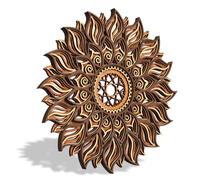 ADDMES Décoration murale soleil de 30 cm, art mural mandala en bois, panneau de soleil creux à suspendre, décoration murale multi-couches en forme de fleur de lotus, décoration spirituelle pour
