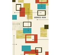 Address Book: Geometric Midcentury Modern Art - Tan Teal Green Pattern / Track Names - Telephone Numbers - Emails In Small 6x9 Notebook Organizer / Alphabetical Tabs / Large Print / Great Kids - Teen