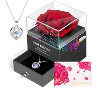ADDWel Cadeau Anniversaire Femme Romantique - Rose Eternelle Boîte à Musique avec Collier en Argent Cadeau pour Maman Ma Femme ou Copine Idee Cadeau Fete des Meres Saint Valentin Noel Femme Original