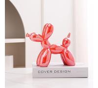 Addzoe Figurine de chien ballon décoratif moderne de 10,2 cm, sculpture en céramique métallique, décoration d'intérieur contemporaine (orange1)