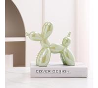 Addzoe Figurine de chien ballon décoratif moderne de 10,2 cm, sculpture en céramique métallique, décoration d'intérieur contemporaine (vert1)