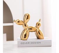 Addzoe Figurine de chien ballon décoratif moderne de 10,2 cm, sculpture en céramique métallique, décoration d'intérieur contemporaine (doré1)