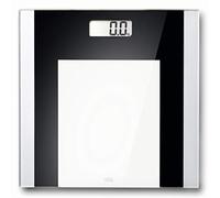 ADE BE 1722 Ylvie Pèse-personne numérique avec plateau de pesée transparent, mesure précise du poids jusqu'à 180 kg, batterie incluse Noir/blanc