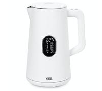 ADE Bouilloire numérique | Réglage de la température avec affichage LED | 1,5l - 5 niveaux de température sélectionnables de 40-100C | Fonction maintien au chaud | Blanc