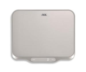 ADE Grande balance de cuisine électronique à grande surface en acier inoxydable pour une pesée précise jusqu'à 15 kg. Fonction tare (tare), maintien automatique. In atterie. Argent | KE1601 Ladina