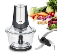 ADE Hachoir électrique puissant | moteur puissant de 500 W | grand bol en verre de 1,2 l | 4 lames en acier inoxydable | 2 vitesses | oignons, légumes, viande | hachoir universel et multi-usages