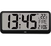 ADE Horloge numérique Murale geante radiopilotée avec Chiffres XXL Horloge de Table avec Calendrier avec température & Alarme Parfaite pour Les Seniors ou Les porteurs de Lunettes Noir