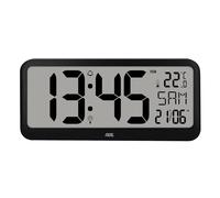 ADE Horloge numérique Murale geante radiopilotée avec Chiffres XXL | Horloge de Table avec Calendrier | avec température & Alarme | Parfaite pour Les Seniors ou Les porteurs de Lunettes | Noir