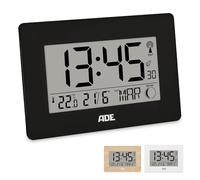 ADE Horloge Radio pilotée numérique | Chiffres XXL | Horloge Murale/de Table Digitale | Affichage de la température | Design Moderne | silencieuse | Calendrier numérique | à Piles | Noir