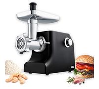 ADE KA1801 Hachoir à viande électrique 2-en-1 Machine Spritz presse à biscuits puissance de 2000 Watt, boîtier en aluminium, boîte de vitesse en métal, acier inoxydable, certifié GS), Noir