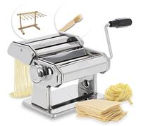 ADE Machine à pates fraiche manuelle de haute qualité | 7 épaisseurs de pâte pour lasagnes spaghetti fettucine | Pasta maker avec extras : Sécheur de pâtes et pinceau de nettoyage