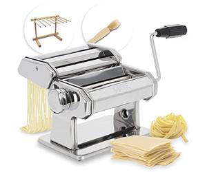 ADE Machine à pates fraiche manuelle de haute qualité | 7 épaisseurs de pâte pour lasagnes spaghetti fettucine | Pasta maker avec extras : Sécheur de pâtes et pinceau de nettoyage