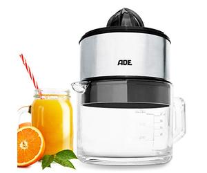 ADE Presse-agrumes électrique | avec carafe en verre, capacité 1 litre | pour oranges, citrons | 2 cônes | moteur rapide 60 watt | facile à nettoyer | sans BPA | démarrage-arrêt automatique