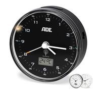 ADE Réveil analogique sans tic-tac | avec Affichage de la température | Affichage du Calendrier | réveil analogique avec lumière | Fonctionne sur Piles | Noir