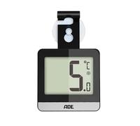 ADE Thermomètre de réfrigérateur numérique (thermomètre peu encombrant avec grand écran, thermomètre d'ambiance réfrigérateur congélateur à poser/suspendre avec aimant, ventouse) noir | WS1832